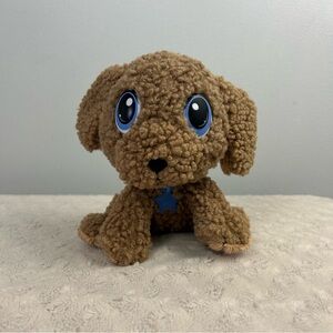 Little Tikes Rescue Tails Brown Curly Puppy Dog Plush Stuffed Animal Blue Eyes